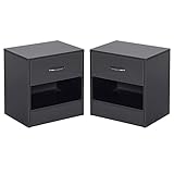 WEIZIWF Nachttisch 2 Teile/Set Schlafzimmer Nachttisch Couchtisch Nachttisch Lagerung Lagerung Nachttisch Haushaltsmöbel Kommode (Color : Black, Size : 41x28x39cm)