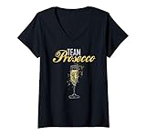 Damen Team Prosecco | Blutgruppe Prosecco Geschenk | Prosecco T-Shirt mit V