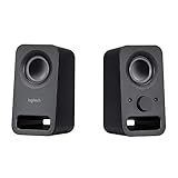 Logitech Z150 PC-Lautsprecher, Stereo Sound, 2 Lautsprecher, 6 Watt Spitzenleistung, 3,5 mm Eingang, Regler am rechten Lautsprecher, Kopfhörerbuchse, UK Stecker, PC/TV/Handy/Tablet - Schw
