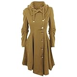 Trenchcoat für Damen, einreihig, Kunstwolle, schmale Jacke, langer Winter, warmer Trenchcoat, gelb, 42