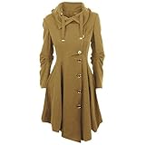 Trenchcoat für Damen, einreihig, Kunstwolle, schmale Jacke, langer Winter, warmer Trenchcoat, gelb, 42