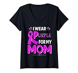 Damen Alzheimer's Awareness Shirt lila für einen Kämpfer T-Shirt mit V