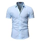 CICIYONER Herren Hemden Sommer 2019 Neuest Kurzärmlige einfarbig Hemd Lässige Formelle Slim Fit Hemd Top S M L XL XXL (M, Hellblau)