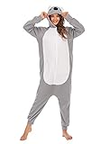 HUTUTU Tier Onesie Sleepwear Erwachsene Nightwear，Koala Pyjama ganzkörper Erwachsene,LTY54-Grau,XL