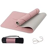 Marjar Yogamatte Rutschfest Gymnastikmatte TPE Fitnessmatte für Yoga Übungsmatte mit Tragegurt Sportmatte 183 cm x 61 cm x 0.6