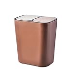 DIANDIAN Mülleimer Trash Can Papierkorb Dual-Compartments Eimer, Compartment Eimer drücken, um den Deckel öffnen, 3.9GAL, for Badezimmer/Küche/Offic Haushaltsmülleimer (Color : Dark Brown)