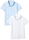 Amazon Essentials Uniform (2 Pack) Interlock Polo Poloshirt, white/light blue, M (8)