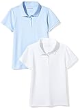 Amazon Essentials Uniform (2 Pack) Interlock Polo Poloshirt, white/light blue, M (8)