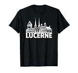 Luzerne Switzerland City Skyline Silhouette Konturskizze T-S