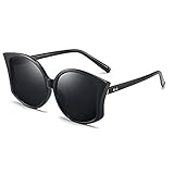 XJW Damenmode Sonnenbrille Große Rahmen Persönlichkeit Trendige Sonnenbrillen geeignet für das Fahren im Freien 2021/5/27 (Color : Black)