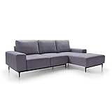 mokebo® Ecksofa aus Webstoff 'Die Leichtfüßige', modernes 3-Sitzer Sofa & Schlafsofa mit Bettkasten, Weboptik in Anthrazit -97