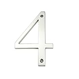 HASWARE Hausnummer Zeichen 4 Zoll (10 cm) moderne Tür Nummern Beschilderung Plaque Street Home Adresse Ziffern Zinklegierung (Silber, 4)