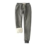 YTZL Freizeithose Damen Fleece: Thermo Leggings Damen Outdoor Fleece GefüTterte Strumpfhosen Kordelzug Thermoleggings Winter Sherpa Jogginghose,Trekkinghose,Laufhose,Sporthose,Yogahose,Training