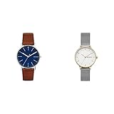 Skagen Herren-Uhren SKW6355 + Skagen Uhr Riis 3-Zeiger-Werk Milanaise Edelstahl silberfarben SKW2912