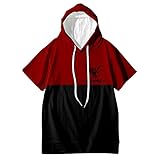 AHDSJDG Genshin Impact Unisex Mit Kapuze Kurzarm-T-Shirt Regular Fit Baumwolle 3D Drucken Freizeitkleidung Sportswear Fashion Tops Spiel Cosplay