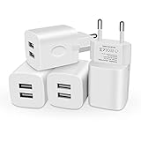 USB Ladegerät, 4-Pack Netzteil Stecker 2-Port 5V/2.1A Netzladegerät für Samsung Galaxy S21 S20 S10 S9 S8 S7 S6,Huawei P50 P30 P20,Telefon 12/Xs/XR/X/8/7/6/ 6S Plus,