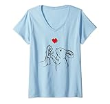 Damen Hasen Liebe Süßer Hase Kaninchen Geschenkidee T-Shirt mit V