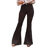 Fainash Damen Schlagjeans High Waist Mode Büroarbeit Klassisch Retro Lässige Jeanshose mit Knopf und Reißverschlussleiste XL
