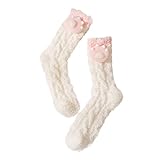 Mengove Damen Korallen Fleece Socken Schlauchsocken Süße Japanische Winter Warme Bodensocken Plus Samt Verdickung Erwachsene Schlafstrümp