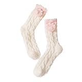 Mengove Damen Korallen Fleece Socken Schlauchsocken Süße Japanische Winter Warme Bodensocken Plus Samt Verdickung Erwachsene Schlafstrümp