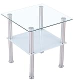 CasaXXl Couchtisch Glas mit Sicherheitsglas & Facettenschliff - Glastisch perfekt geeignet als Beistelltisch/Wohnzimmertisch 40x40x47cm (Eckig, Satiniert)