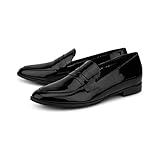 DRIEVHOLT Damen Dandy-Schnürschuh aus Leder, Schwarze Halbschuhe mit flachem Absatz Schwarz Leder 40