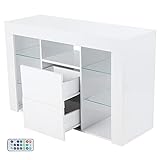 ADHW Fernsehschrank Lowboard TV-Schrank Fernsehschrank mit LED Beleuchtung Eckschrank Weiß