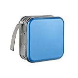 LIOVODE DVD-Tasche,48 Kapazität CD-Hülle Halter Lagerung Veranstalter Hartplastik Schutz Disc-Geldbörse für Auto (48 Kapazität, Himmelblau 48)