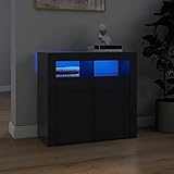 Atlojoys Sideboard mit LED-Leuchten, Aufbewahrungsschrank, Standschrank, Anrichte, Flurschrank, Beistellschrank, Grau 80x35x75