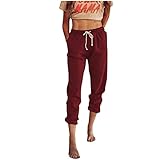 Fashion Plaid Womens Ultra Thin Lose Einfarbig Hohe Taille Taille Lanyard Lässige Tasche Lose Jogginghose Jeans Hosen Mit Taschen Jogg