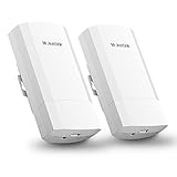 mokerlink WiFi Bridge, CPE Wireless externe Übertragung für PtP und PtMP, Entfernung 5,8GHz 900Mbps 2-3KM, mit Poe-Adapter, 2 Ethernet-Ports, 2 Packung