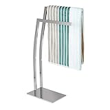 Relaxdays Handtuchhalter WIMEDO eckig H x B x T: ca. 84 x 32 x 20 cm freistehender Handtuchständer mit 2 Handtuchstangen und einem eckigen Standfuß als dekoratives Badaccessoire aus Edelstahl, silb