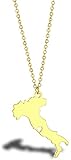 BACKZY MXJP Halskette Edelstahl Italien Karte Halskette Hauptstadt Rom Europa Geschichte Altes Land Halskette Flitterwochen Reiseschmuck Geschenk Halsk