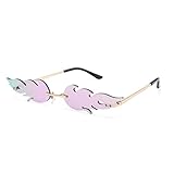 NUOBESTY Feuerflammen-Brille, 1 Stück, 16 x 14 x 2,7 cm, ohne Flammen für Damen und Herren, Sonnenbrille, Partybrille, klare Metall-Sonnenbrille, rahmenlose Farbtöne, V