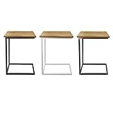 Natural Goods Berlin 1x Beistelltisch C-Form | Laptoptisch aus Metall und Holz | Couchtisch Sofa Kaffeetisch Sessel | praktische Ablage | Nachttisch Unterschieben (mit Tischplatte Eiche, Industrial)