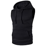 Tankshirt Herren Sommer Atmungsaktiv Einfarbig Herren Tank Top Taschen Mode Schnürung Herren Shirt Ärmellos Persönlichkeit Trend Sport Coole Herren Hoodie C-Black XXL