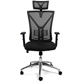 TPFLiving Premium XL Bürostuhl Zeus, ergonomischer Schreibtischstuhl | Inkl. verstellbare Lordosenstütze | Atmungsaktives Mesh-Material | Schwerlast Chefsessel | Belastbar bis 200 kg | Farbe: Schw