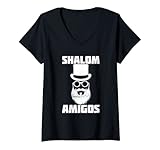 Damen Shalom Amigos Lustiger Jüdischer Rabin Rabbi Hipster Bart Israel T-Shirt mit V