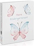 Kindergarten Ordner Portfolio 'Meine Kindergartenzeit' - Ordner A4 Motiv für Jungs und Mädels - Portfolio Krippe, Kindergarten, Kita - Kindergarten Sammelordner - mit Griffloch - Schmetterling