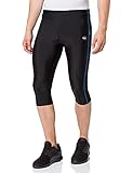 Ultrasport Herren Laufhose 3/4 mit Kompressionswirkung und Quick-Dry-Funktion, Schwarz (Black/Victoriablue), X-Larg