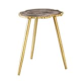 YTRED Industrieller runder Beistelltisch Amerikanischer Stil Schmiedeeisen Kreative Couchtisch Sofa Schlafzimmer Bar Luxus-Beistelltisch Dickes Holzb