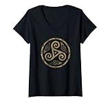 Damen Triskelion keltisches antikes Motiv T-Shirt mit V