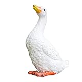 QKFON Schöne Simulation Tierstatue, kreatives Harz Handwerk Ente Gans Ornamente lustige Gans Gartenarbeit Ornamente für Haus Outdoor Garten langlebige Dek