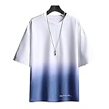 T-Shirt Herren Sommer Trend Mode Gradient Oversized Herren Kurzarm Modern Urban Basic Rundhals Herren Shirt Täglich Casual All-Match Herren F