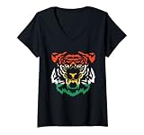 Damen Her Biji Kurdistan Tiger Kurde Kurden Kurdisch T-Shirt mit V