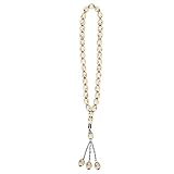 33 Perlen Muslimisches Gebet Perlen - Rundes Harz Unisex Tibetisches Mala Halskette Buddhistisches Stretcharmband Rosenkranz Anbetung Zubehör (Beige)