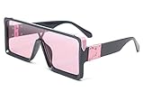 FEISEDY Retro Quadratische Sonnenbrille Punk Rock Hip Hop Millionär Sonnenbrille Männer Frauen B2540（Rosa）