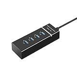 Yellow wang USB-Hub,Ultra Slim Extra Leicht 4 Port USB 3.0 Hub Verlängerung,Super Speed Datenhub,Adapter für Desktop-Computer,MacBook,Mac Mini,iMac,Surface Pro,XPS,PC,Flash Drive,Mobile HDD (Black)