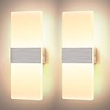 Glighone 12W Wandleuchte LED Innen 2 Stücke Acryl Modern Wandlampe Treppenhaus LED Wandlicht Warmweiß 3000K Wandbeleuchtung für Wohnzimmer Flur Korridor S