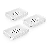 Luvan Seifenschale Seifenhalter mit Ablauf 3er-Set für Badezimmer,abnehmbar für einfache Reinigung,Seife trocken und saub